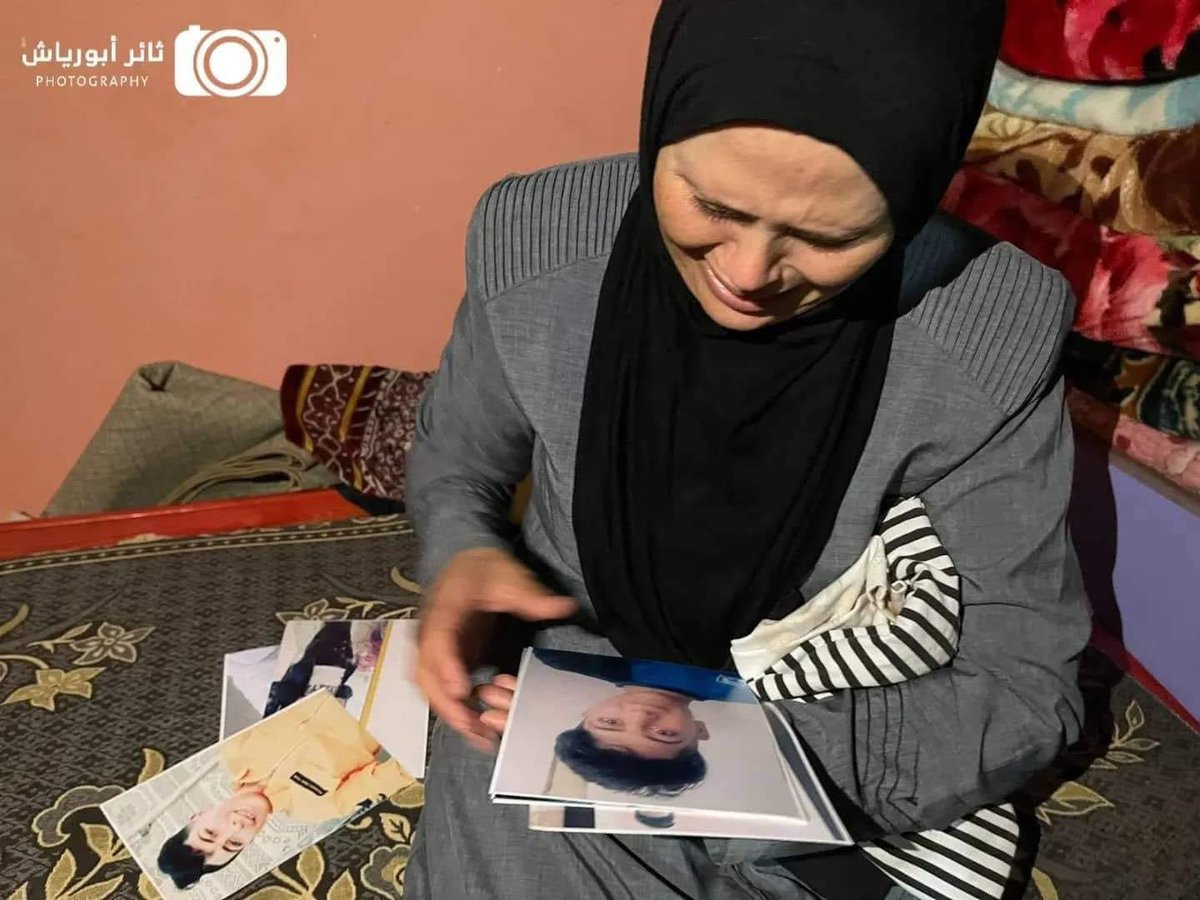 OnlinePalEng's tweet photo. Palestinian mother Najwa Abu Hamadeh still can't endure the pain after her only child, Khalil, was murdered in an Israeli air strike during Israel's most recent attack on Gaza. https://t.co/huyBxgAk27