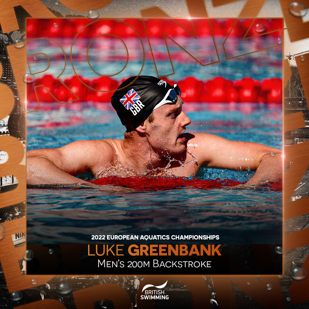 Green-banking another European medal 🥉💪 @lukegreenbank97 follows up his Worlds silver in the 200m Backstroke with a brilliant bronze in Rome 🙌
