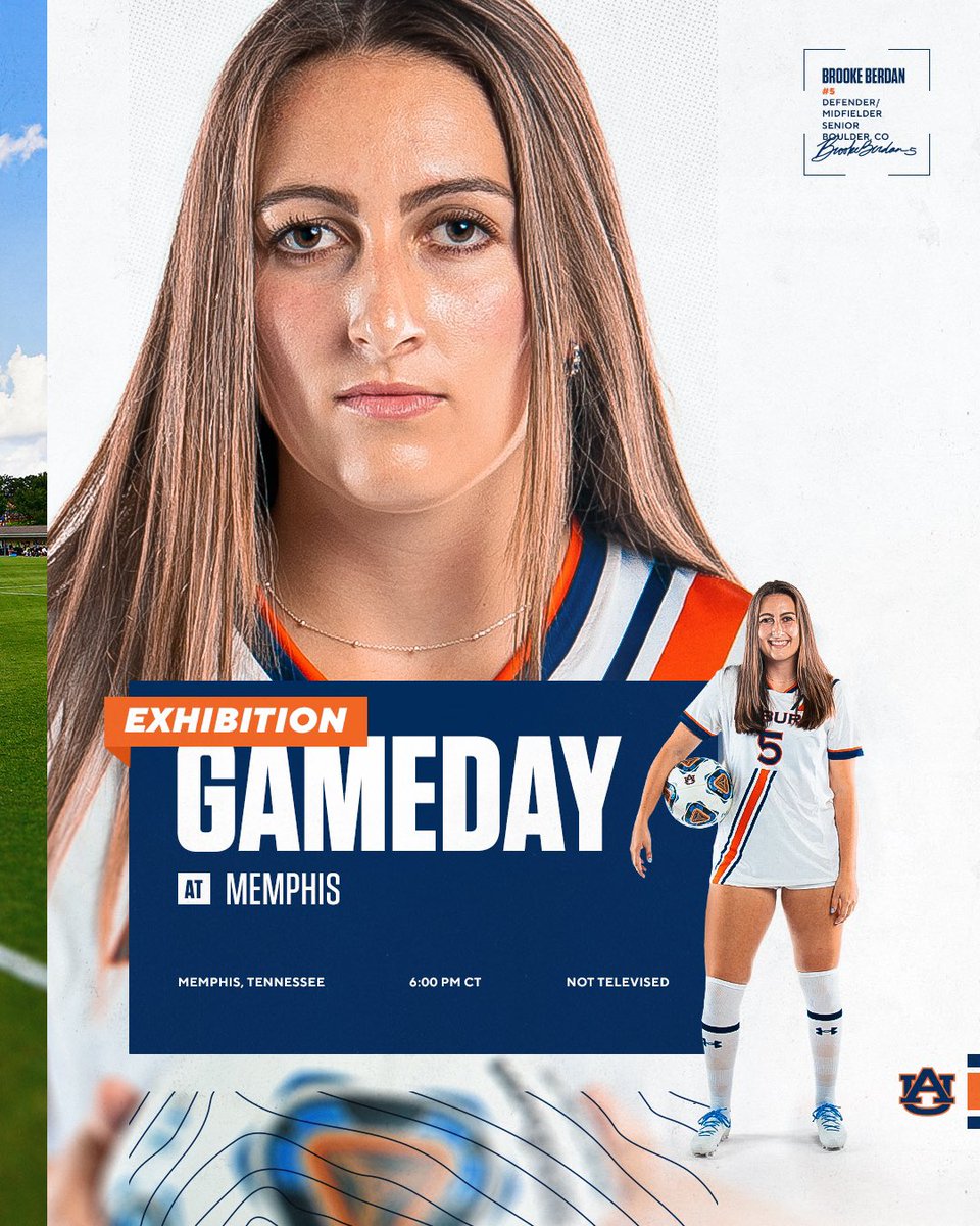 AuburnSoccer's tweet photo. Got a Tiger Tussle on Deck 👊

🆚 Memphis 
⌚️ 6:00 p.m. CT
🎟 FREE

#WarEagle | @BrookeBerdan https://t.co/2FKbO6Xc1z