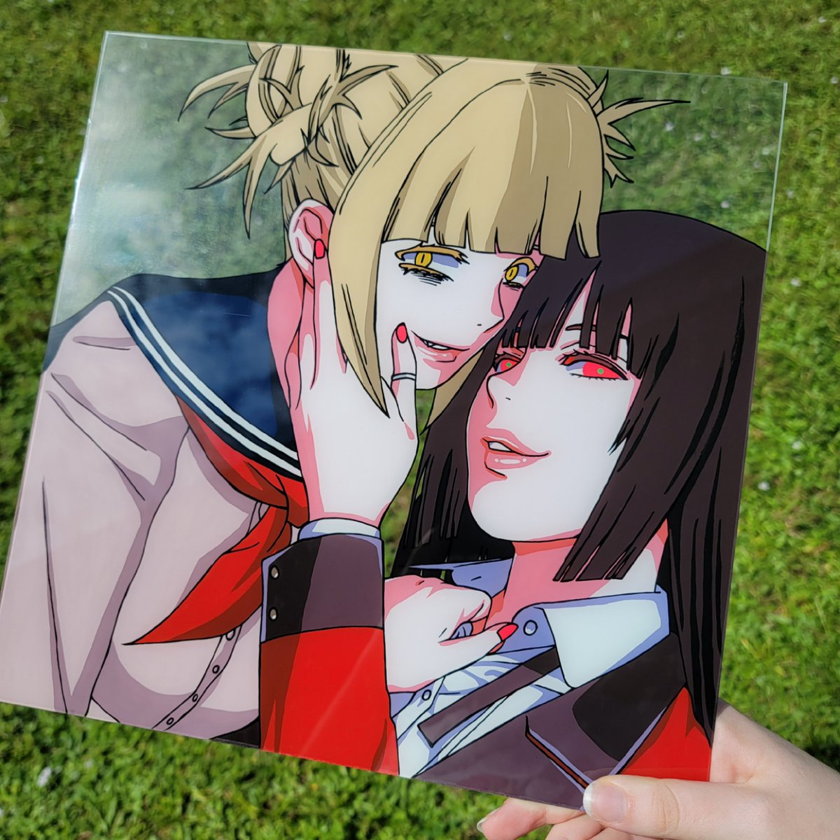 oodles_doodles4's tweet photo. 12x12 glass painting of Yumeko Jabami and Himiko Toga!! I literally love doing these commissions sm, and I love how this one turned out 😩💕 https://t.co/9ct7HbsZfo