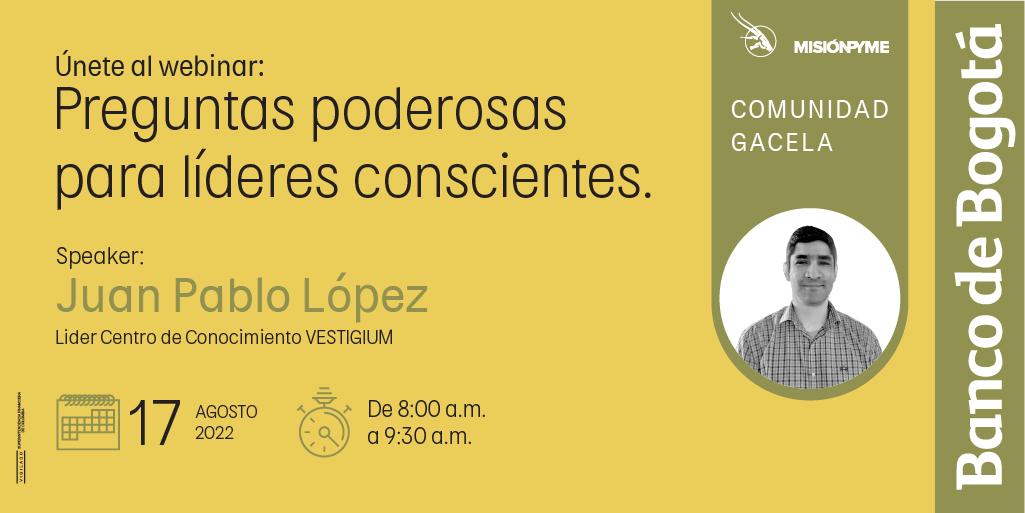 Cuestionarse constantemente hace el cambio en una empresa, por eso, en el Banco de Bogotá seguimos respaldando a los empresarios del país 🇨🇴 para que sigan creciendo.
Participa en este webinar haciendo clic aquí 👉🏻 bit.ly/líderesconscie…