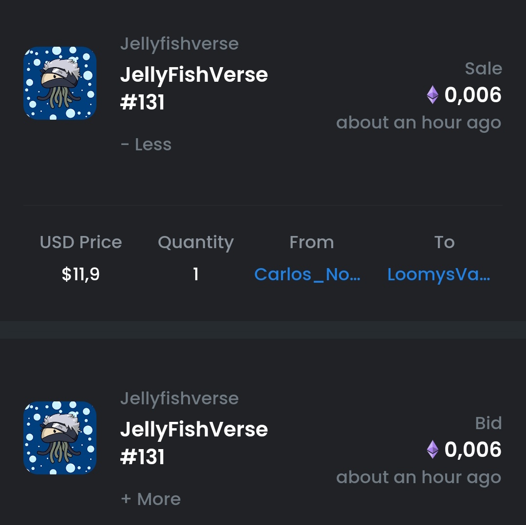 jellyfishverse's tweet photo. 🔥 RESOLD 🔥

JellyFishVerse #131
From @acscptpt to @LoomysNFT

 JellyFishVerse #151
From @TThisischicken to "Artworks-NFTs"

Thank you new owner &amp; welcome to jelly familly 😍🥰❤️

#JellyFishVerse #nft #NFTCommunity #nftindonesia #nftcollectors #NFTCollection https://t.co/7fobc13pjL