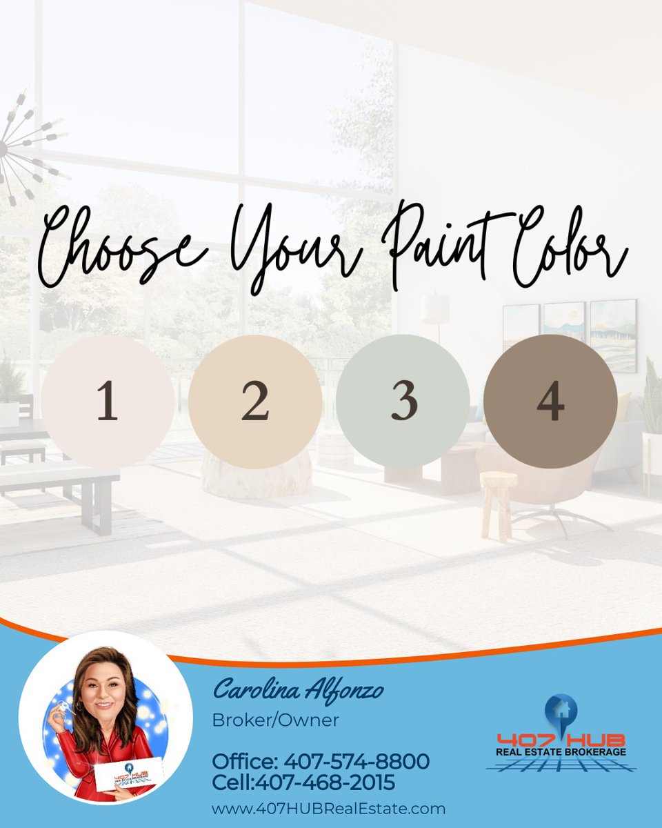 407HUBRealEstat's tweet photo. If you had to choose one of these colors to paint a room in your house, which one would you pick?

1 - Foggy Morning
2 - Muslin
3 - Gray Cashmere
4 - Kingsport Gray

#paintswatch #paintcolors #paintideas #bathroompaint #homeremodel #homedesign #realestate #homerenovation https://t.co/OX9Kn9zamb