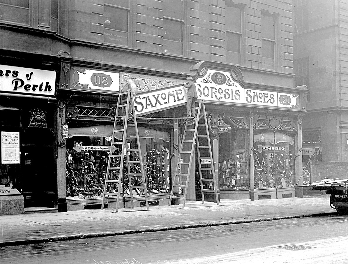 Glasgow City Archives on Twitter "New shop sign at Saxone Shoes, 120