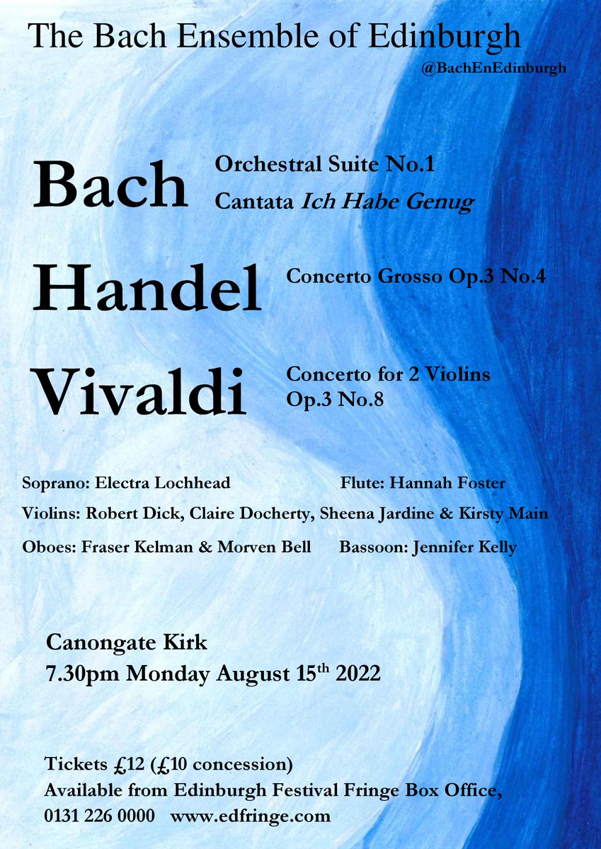 BachEnEdinburgh's tweet photo. Robert Dick and Sheena Jardine @suncloc perform #Vivaldi's Two Violin Concerto in A Minor as part of our concert on Monday 15 August at 7.30pm @CanongateKirk  Tickets here: https://t.co/XR52l8r32w https://t.co/jKrq7vCQLs