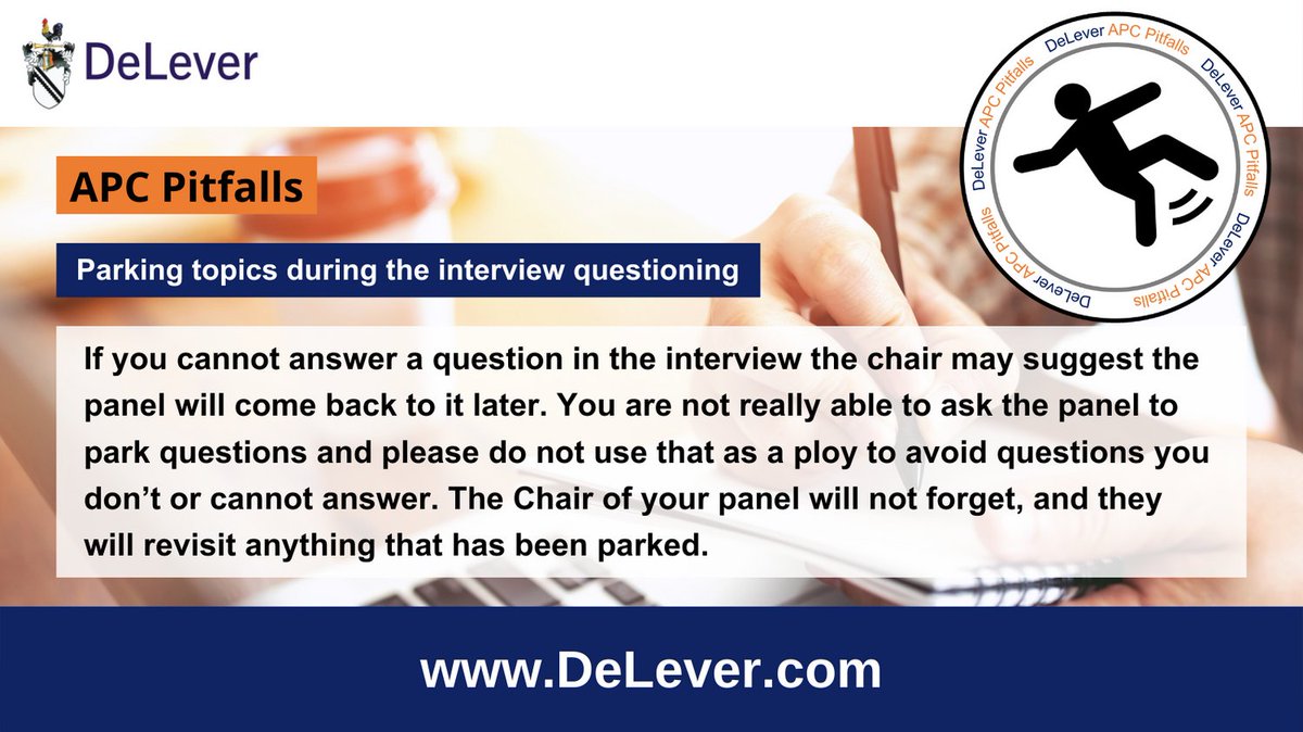 DeLeverAPC's tweet photo. We are back with our APC Pitfalls and today we are looking at - Parking topics during the interview questioning! Make sure you are following us for other handy tips and guidance on all things APC!!
#delever #apc #apcsupport #apchelp https://t.co/BaqiskeKpx