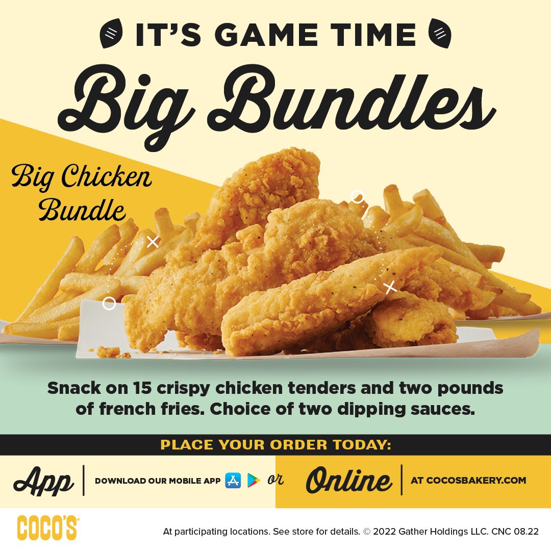 CocosRestaurant's tweet photo. Feed your team this season with the Big Chicken Bundle!! 🏈
Available in store or online!
#footballseason #gameday https://t.co/b07ECDHUxy