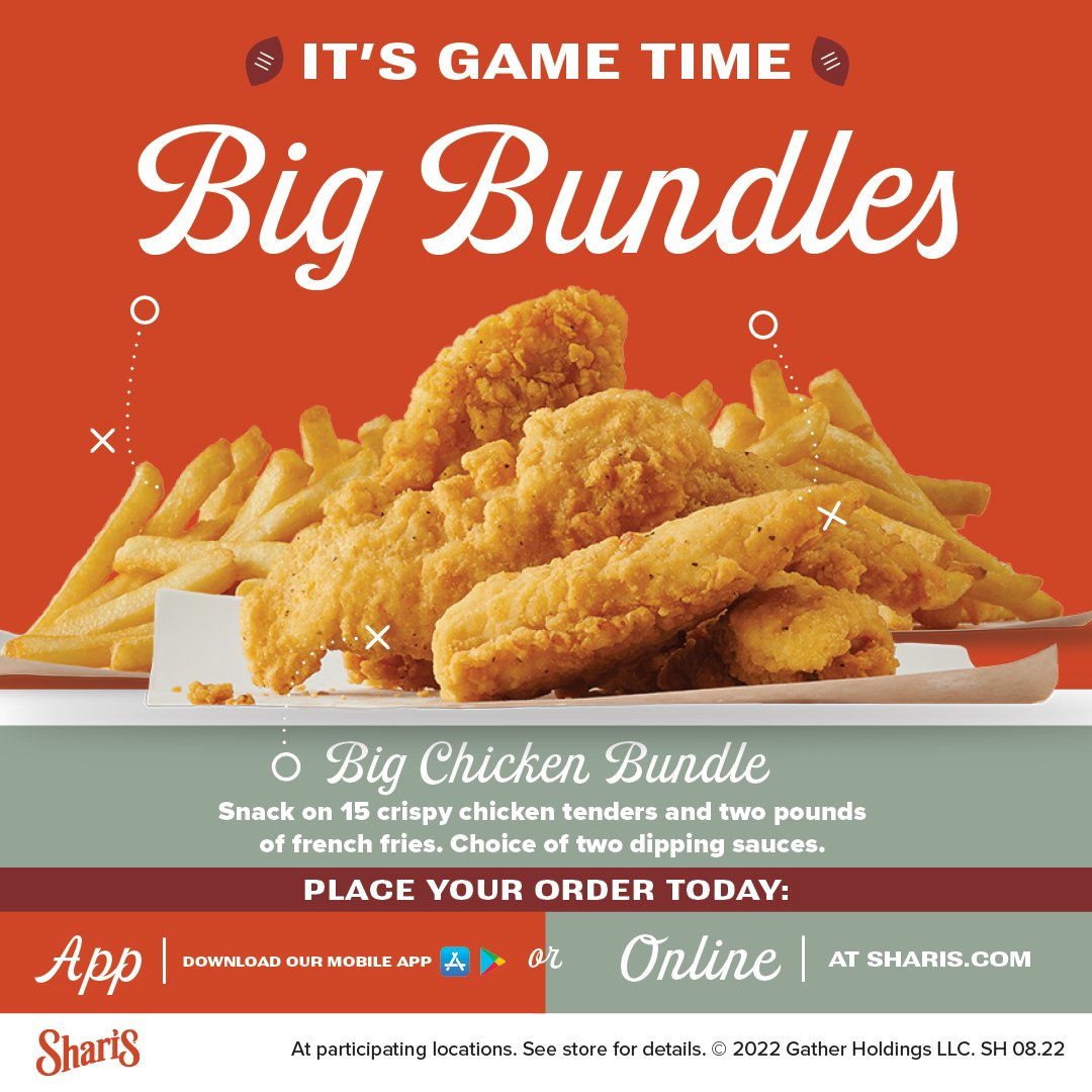 SharisPies's tweet photo. Feed your team this season with the Big Chicken Bundle!! 🏈
Available in store or online
#shariscafeandpies #footballseason #gameday https://t.co/KfkhIZgaK9