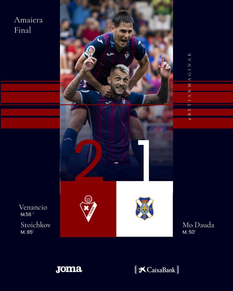 SDEibar's tweet photo. AMAIERA ⚔️ FINAL

𝗣𝗿𝗶𝗺𝗲𝗿𝗮 𝘃𝗶𝗰𝘁𝗼𝗿𝗶𝗮 𝗱𝗲 𝗹𝗮 𝘁𝗲𝗺𝗽𝗼𝗿𝗮𝗱𝗮

#EibarTenerife #BetiArmaginak https://t.co/Och4CGuYbk