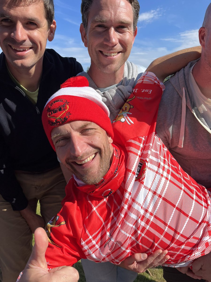 InvernessShinty's tweet photo. When you take in an Inverness Shinty Game on your stag weekend - have a great time Ed from Wales and pals - thanks for supporting us! https://t.co/zO3YrKysUz