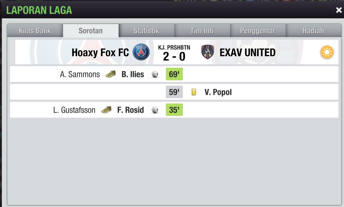 HoaxyFox's tweet photo. [MATCH REPORT LIGA 3]

🏆 @Liga3TEI 
🗓 Round 26
🆚 @ExavUnited 
⚽️ 2-0

#Foxer #TheFoxer #Liga3TEI https://t.co/y78fUf3Bse