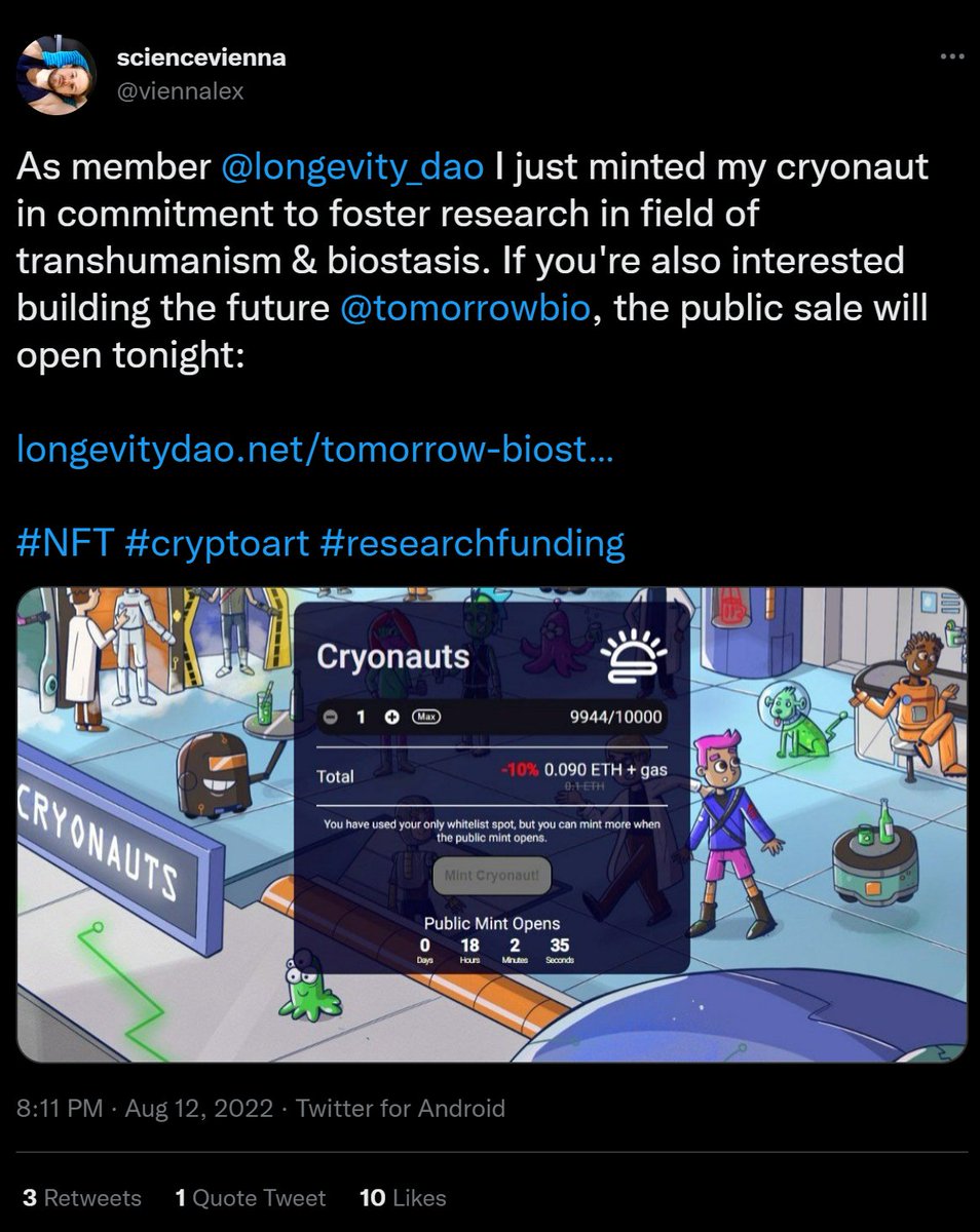 TomorrowBioNFTs's tweet photo. Thanks for your support of https://t.co/waj6y8giGu https://t.co/BgGrj9eiig