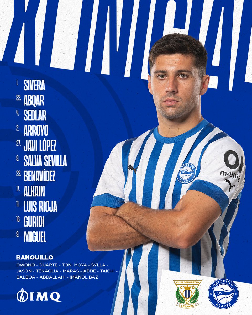 Alaves's tweet photo. 👥 𝐀𝐋𝐈𝐍𝐄𝐀𝐂𝐈𝐎́𝐍

#LeganésAlavés #AltaLaFrente 🔵⚪️ https://t.co/00yMWou0WT