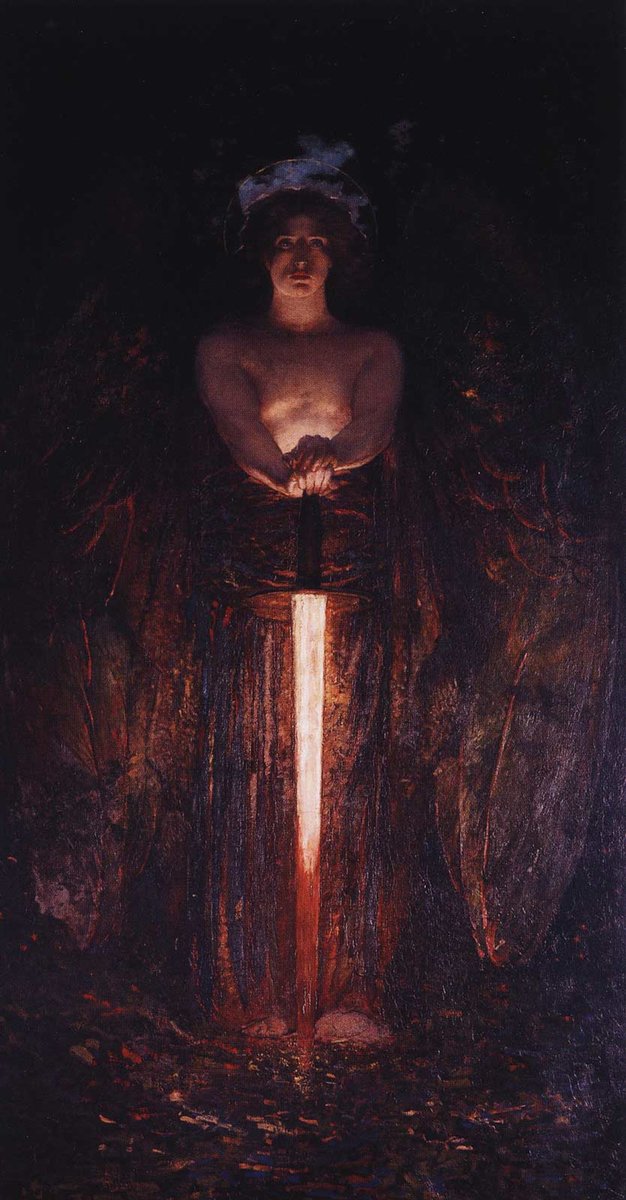 Art_Vanitas's tweet image. "The Angel with the Flaming Sword" by Edwin Bashfield (late XIXth century)