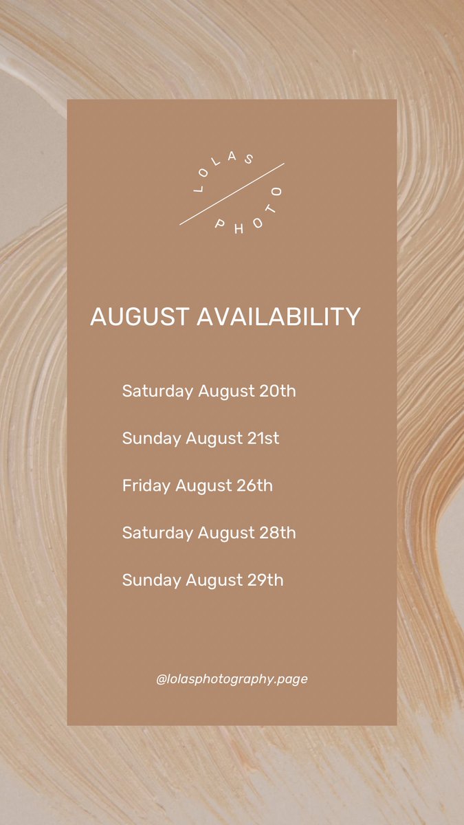 LolasPhoto's tweet photo. Upcoming availability 🤎✨

⁣ https://t.co/1wRnnupIbX to book! 😊
.⁣
.⁣
.⁣
.⁣
.⁣
#LolasPhotography #dallas #dallasevents #dfw #dallaslife #dfwweddingphotographer #photooftheday #instadfw #texas #photography #dallasphotography #dallasweddingphotographer #dallasphotographers https://t.co/Dudp7DKIbx