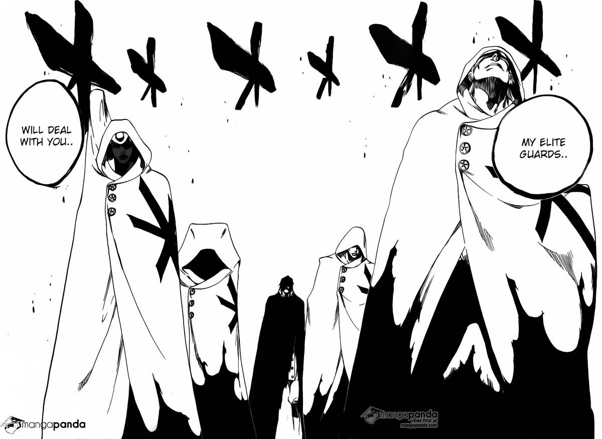 (but aight I'll show my work, I got receipts from when I read this week to week)
1. Squad Zero starts really fighting the Schutzstaffel in chapter 599, and everyone but Ichibe dies OFF SCREEN in between chapters 604-611, almost all of which is Ichibe fighting Yhwach. 