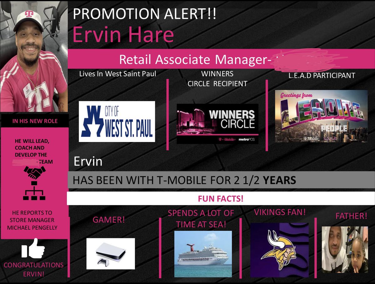 When I first started my journey at T-Mobile I was at the uptown location. Many moves later I find my self back at where it all started but as a RAM!!! So excited to start this new position and continue my journey!!