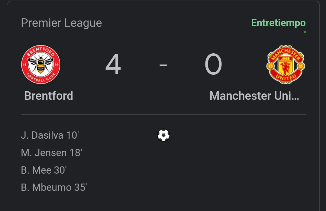 estendenciavzl's tweet photo. "Manchester United" es tendencia porque está recibiendo una goleada por parte del Brentford

4-0 al descanso https://t.co/rEQvoQHV0h