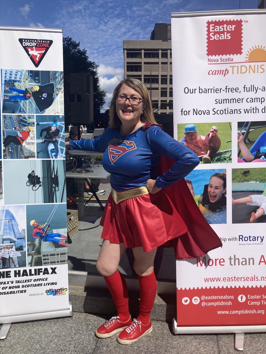 hfxmomability's tweet photo. I’m loving the costumes people are arriving in to do this !! So great 😀 
⁦@EasterSeals

⁩ #TheDropZone 
#MoreThanAble https://t.co/uPPMbacECc