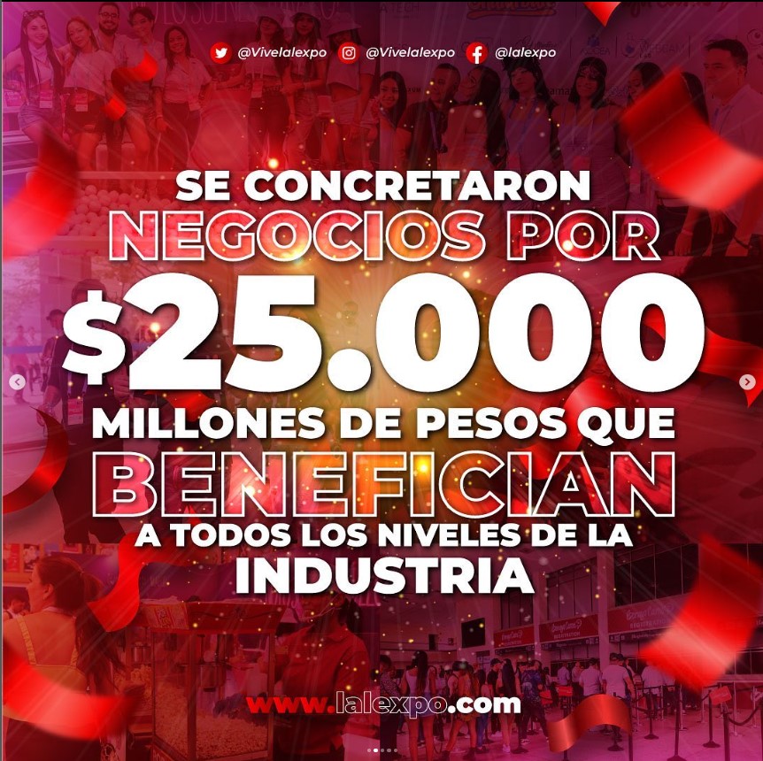 Latamlalexpo's tweet photo. Cómo lo prometimos, rompimos récords en nuestra 8va versión! Queremos compartirles nuestros logros en cifras, fue una experiencia única , solo una palabra más GRACIAS 🤝😱🤩 
#Lalexpo #AdultExperts #BestBusiness #Entretenimiento #evento https://t.co/WLzQR86j7l