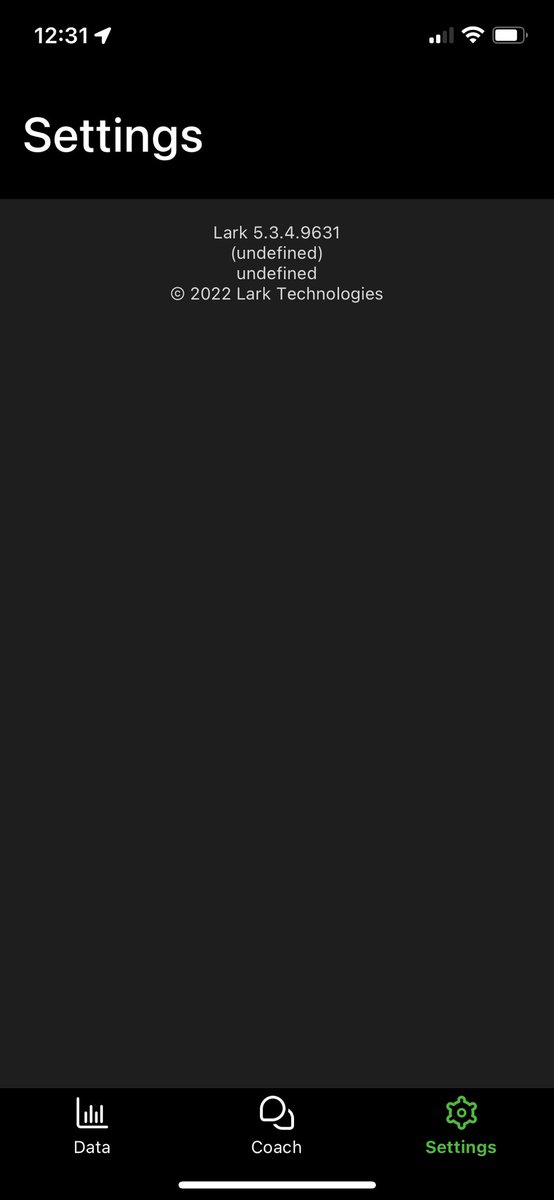 JakesTechCheck's tweet image. @larkhealth I’m having issues with my lark app. It’s logging data but the data screen is blank and the settings screen displays “undefined”. I’ve rebooted my phone and uninstalled and reinstalled and the issues persist. Any idea?