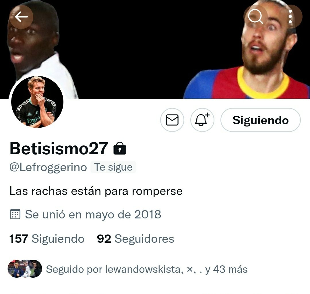 tiobarca's tweet photo. @Lefroggerino π¨ UPDATE | Lefroggerino changed his name on Twitter from "YA NO ESTAMOS EN SEMIS" to "Betisismo27" vΓa @relevo. #fcblive #chelseashit https://t.co/gOZLtdBJfR