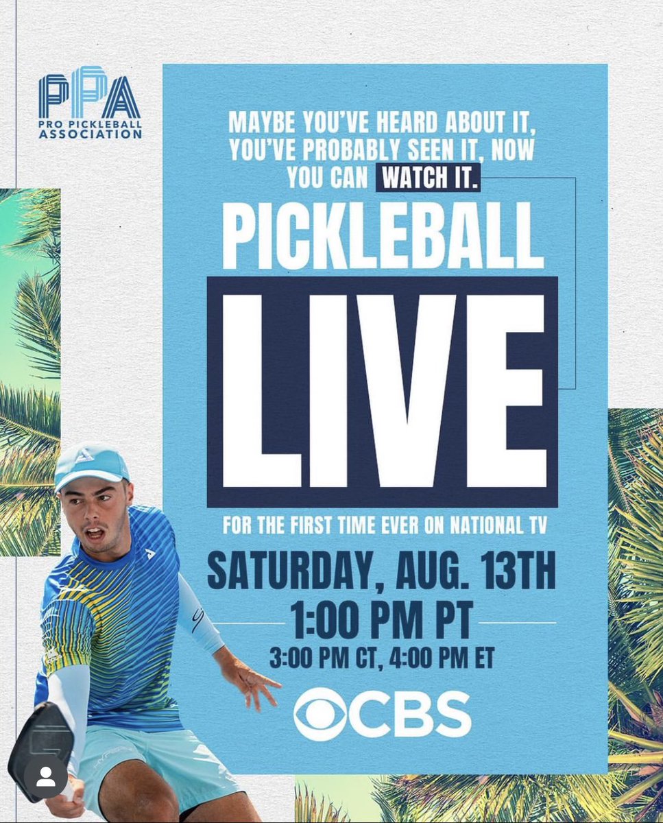 pickleballhype's tweet photo. First major #pickleball broadcast on #cbs today!
#PBH https://t.co/nIAIB1KJZB