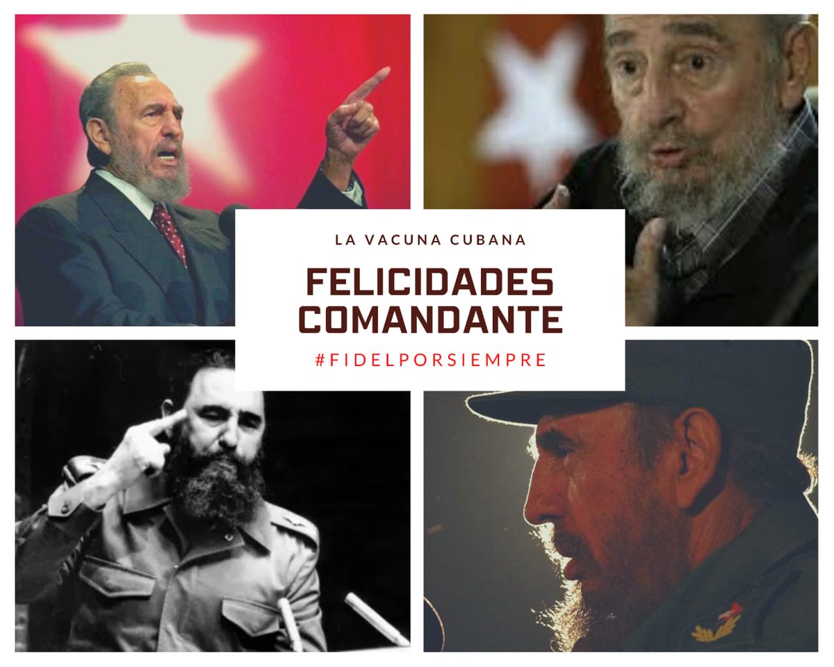 Hoy es un día grande muchachos,hace 96 años nació el hombre q con su ejemplo personal,sus ideas y su actuar revolucionario condujo a la Victoria  y nos dio la posibilidad de vivir en Revolución en Cuba libre .Horemos su legado e inundemos las redes hoy recordándolo.#FidelEsFidel