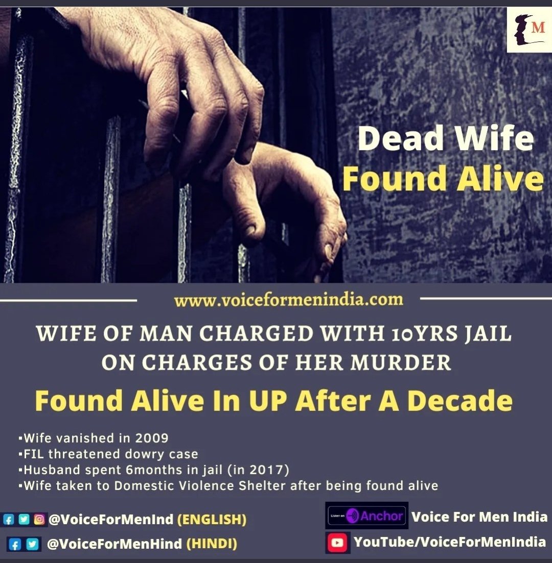 UnsafeCommonMan's tweet photo. #Men_Spent_Years in Jail for #Dowry_Death cases later #Dead_Wives_Found_Alive.
This is only because #Ordinary_Men are 👉 #2ndClassCitizens of India https://t.co/Js8uBXOfiG
