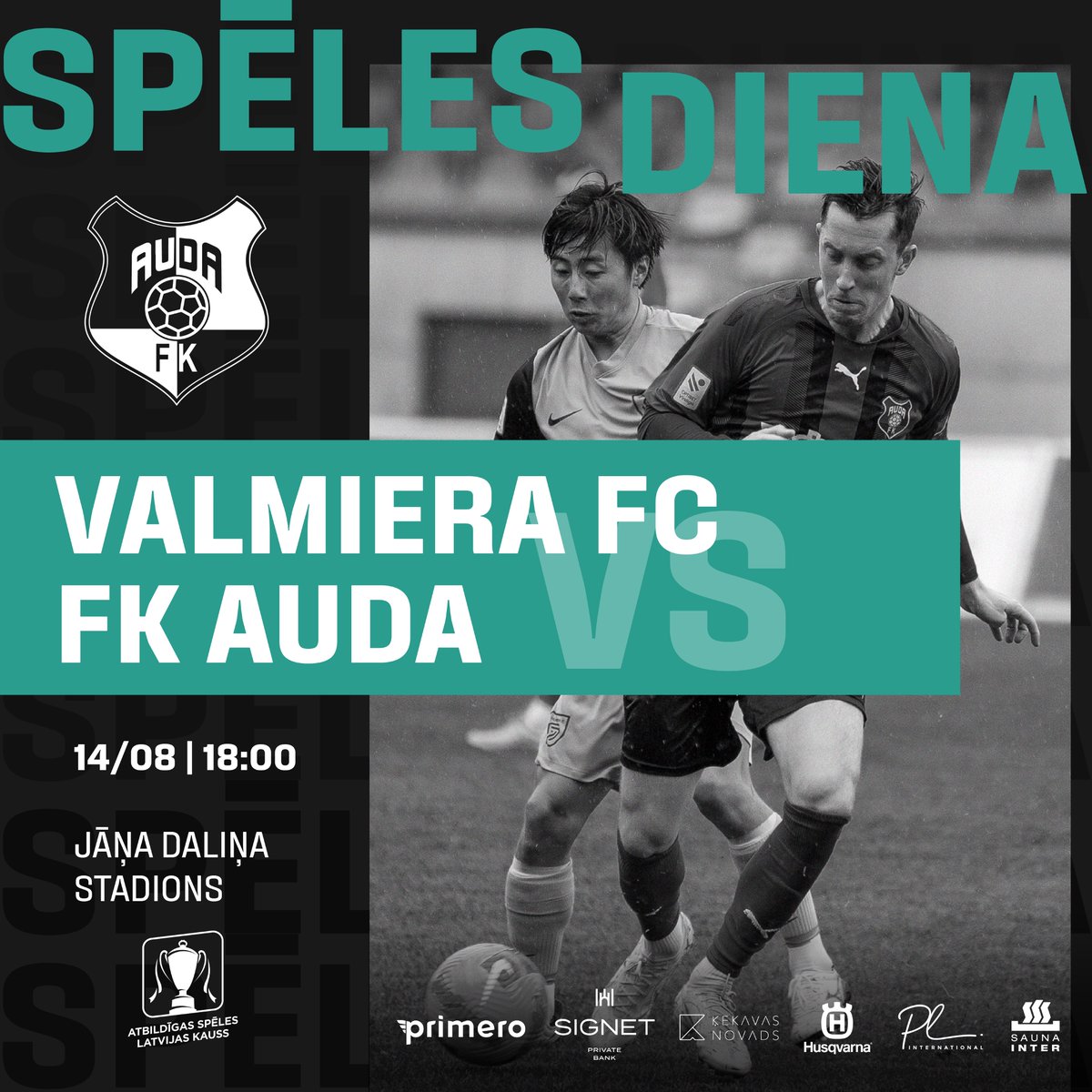 Šai spēlei esam gatavojušies īpaši atbildīgi. Šovakar lielā ceturtdaļfināla cīņa.💚🖤 #AtbildigaSpele

🗓 14/08/2022
🏆Atbildīgas spēles Latvijas kauss, 1/4 fināls
🆚 <a href="/valmierafc/">Valmiera FC</a> 
🏟 Jāņa Daliņa stadions
🕑 18.00
🎟️ ej.uz/4it7
🎥 tv.lff.lv