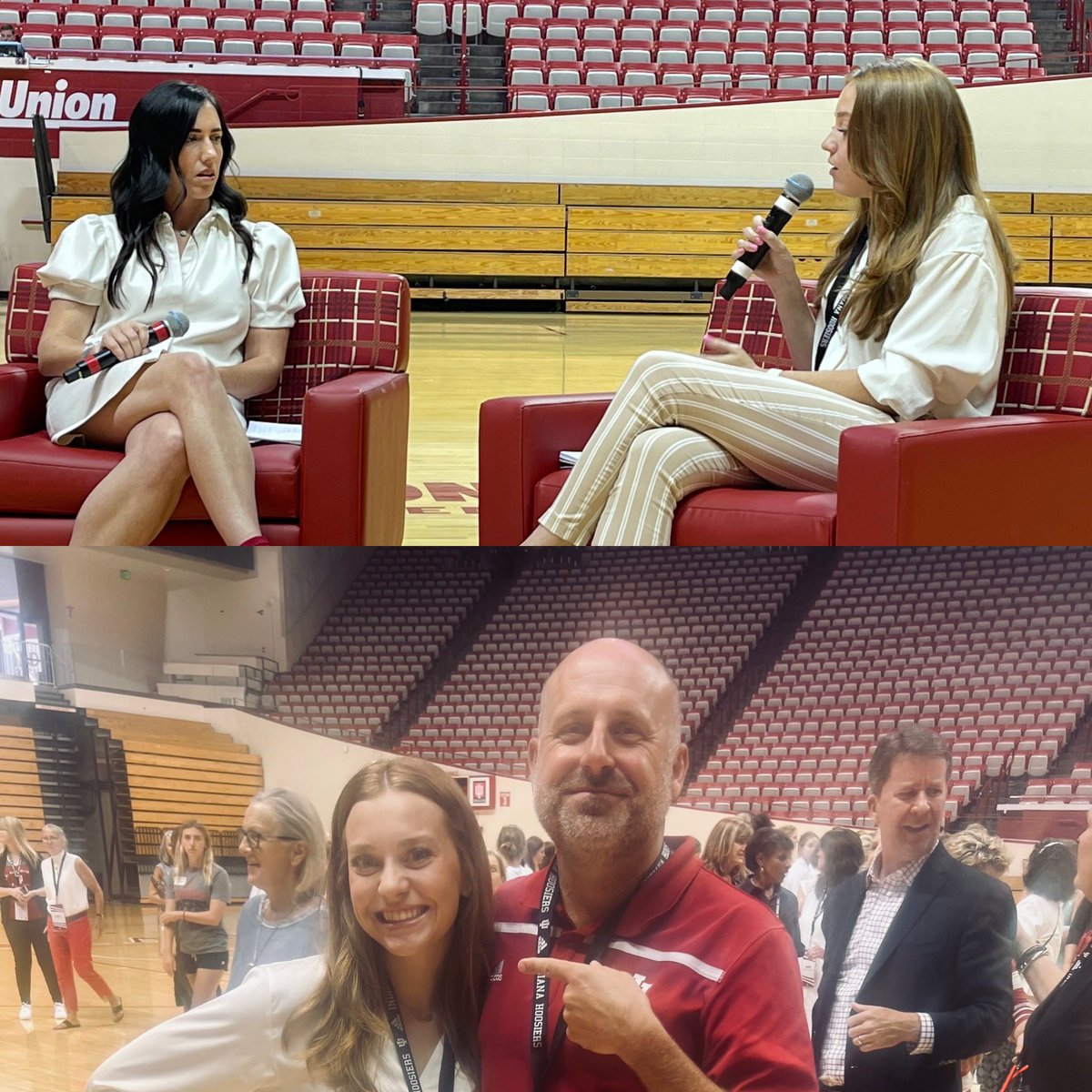 IUJGray's tweet photo. Super proud of @IUMediaSchool star and @IU_SAB President @nattieeg for hosting @KalenIJackson at the Women’s Excellence Symposium. As she did in my class, she absolutely crushed it. ⚪️🔴 https://t.co/DHGT3brPqJ