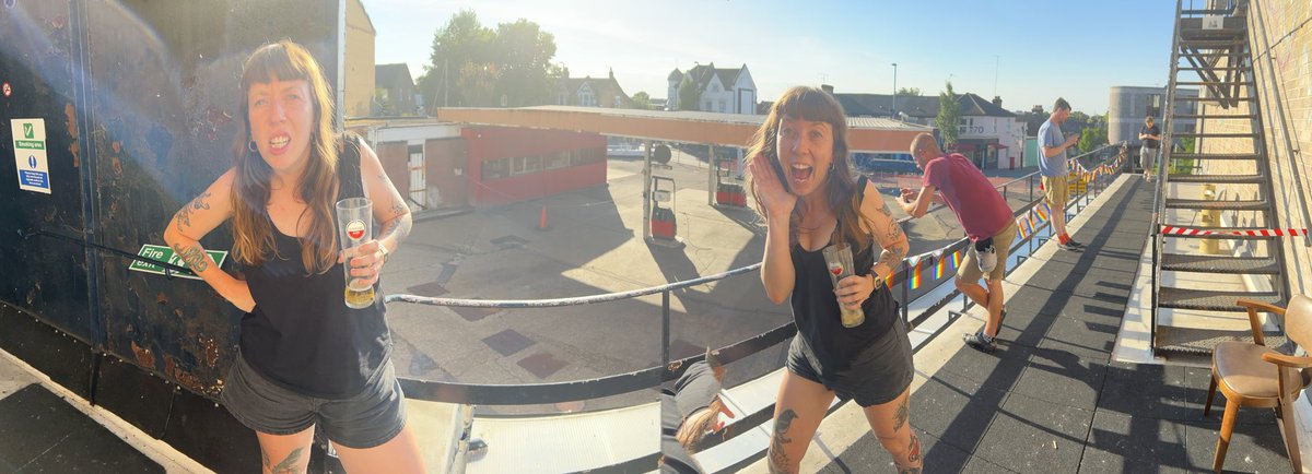 Massive ✊ <a href="/Republica_FC/">Republica-I F.C</a> for visiting all the way from Leeds today 😍 Weird pano dystopian sunset over a derelict petrol station as East London burns. Lovely to meet you - see you soon hopefully