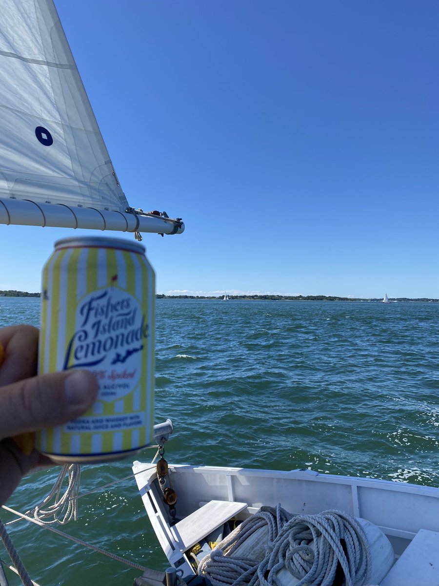 NickJSAdams's tweet image. Great weekend so far here in Mystic CT. Seemed appropriate to take a shot of Fishers Island while holding a @FILemonade . Black Hall Club.