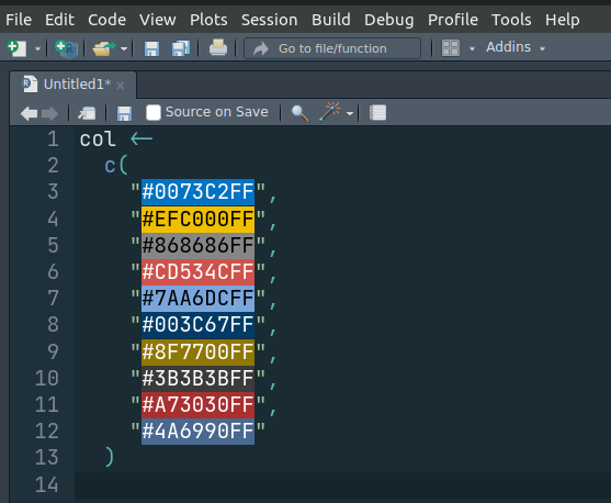philmassicotte's tweet photo. Nice to see the daily build of #rstudio supporting colour preview #rstats https://t.co/S1l9rWc7Cl