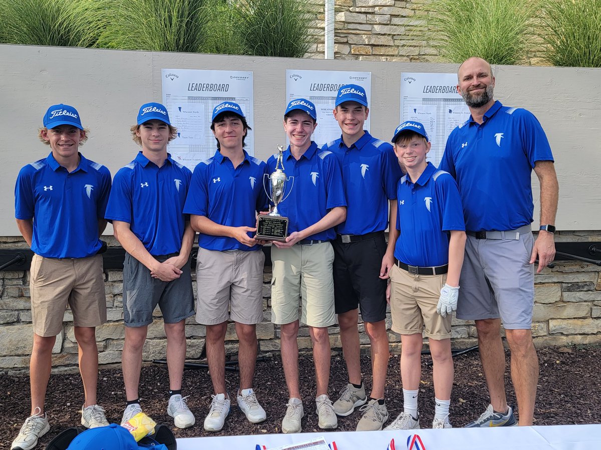 Falcon Frosh/ Soph team wins the Wheaton Cup! WN was led by Kaden Fisher (42). Also scoring today were Richie Petrarca (43), Jonathan Behnken (49) &amp; Andrew Meade (49). 
<a href="/AthleticsWNHS/">WNHS Athletics</a>