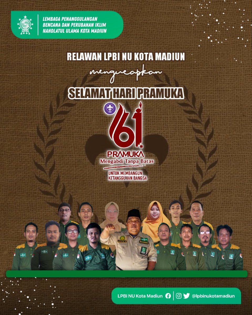 lpbinukotaAE's tweet photo. Kedisiplinan, kepedulian, dan tak gentar menghadapi rintangan merupakan jiwa dari Pramuka yg tetap harus dimaknai dalam kehidupan sehari-hari.

Selamat Hari Pramuka ke-61
Kiranya semangat dan karakter seorang Pramuka selalu hadir dalam diri &amp; dibutuhkan dalam menghadapi pandemi. https://t.co/0MIB1TKsFb