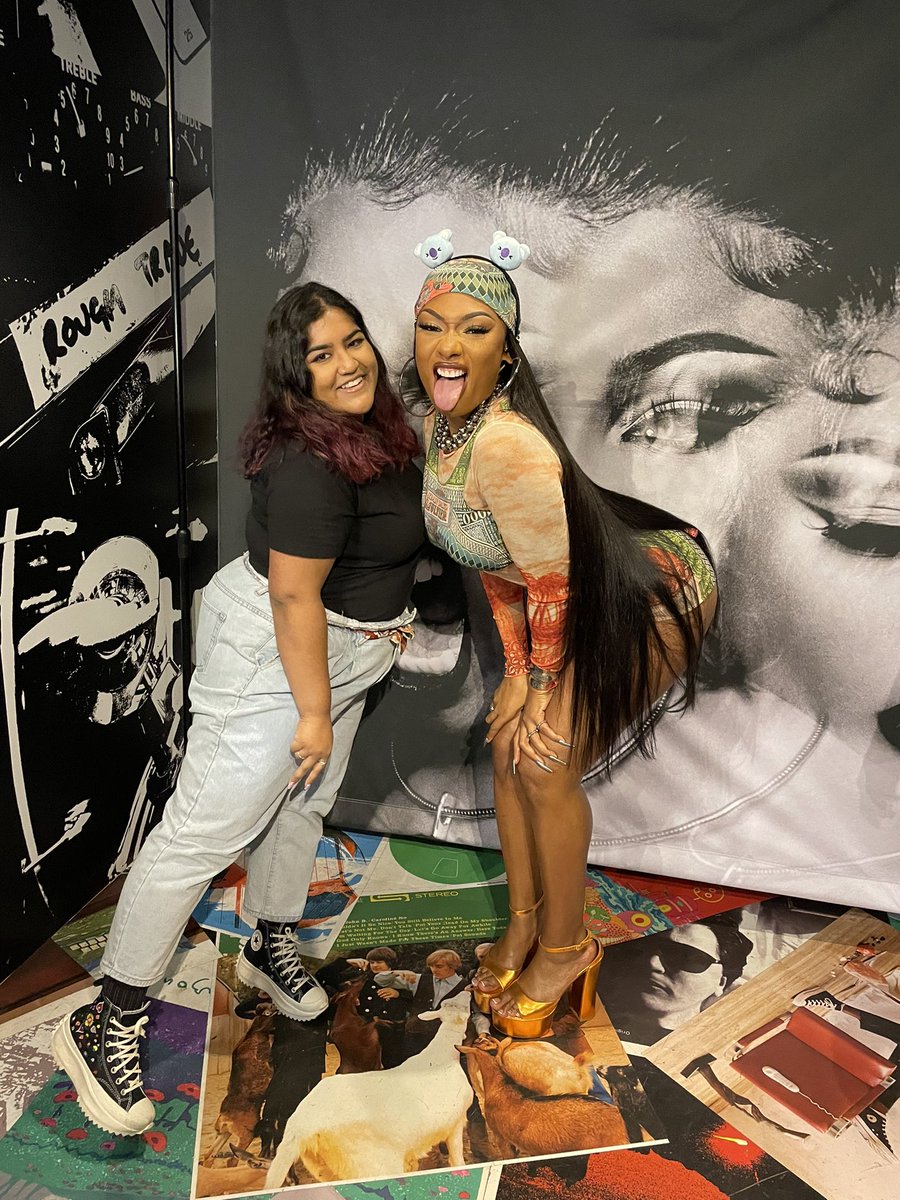 nycnamjoon's tweet photo. i asked @theestallion to put on my koya headband &amp; told her how grateful we all are that she got her butter remix released 😭 i love her so much 😭 https://t.co/lwFYoscAVB