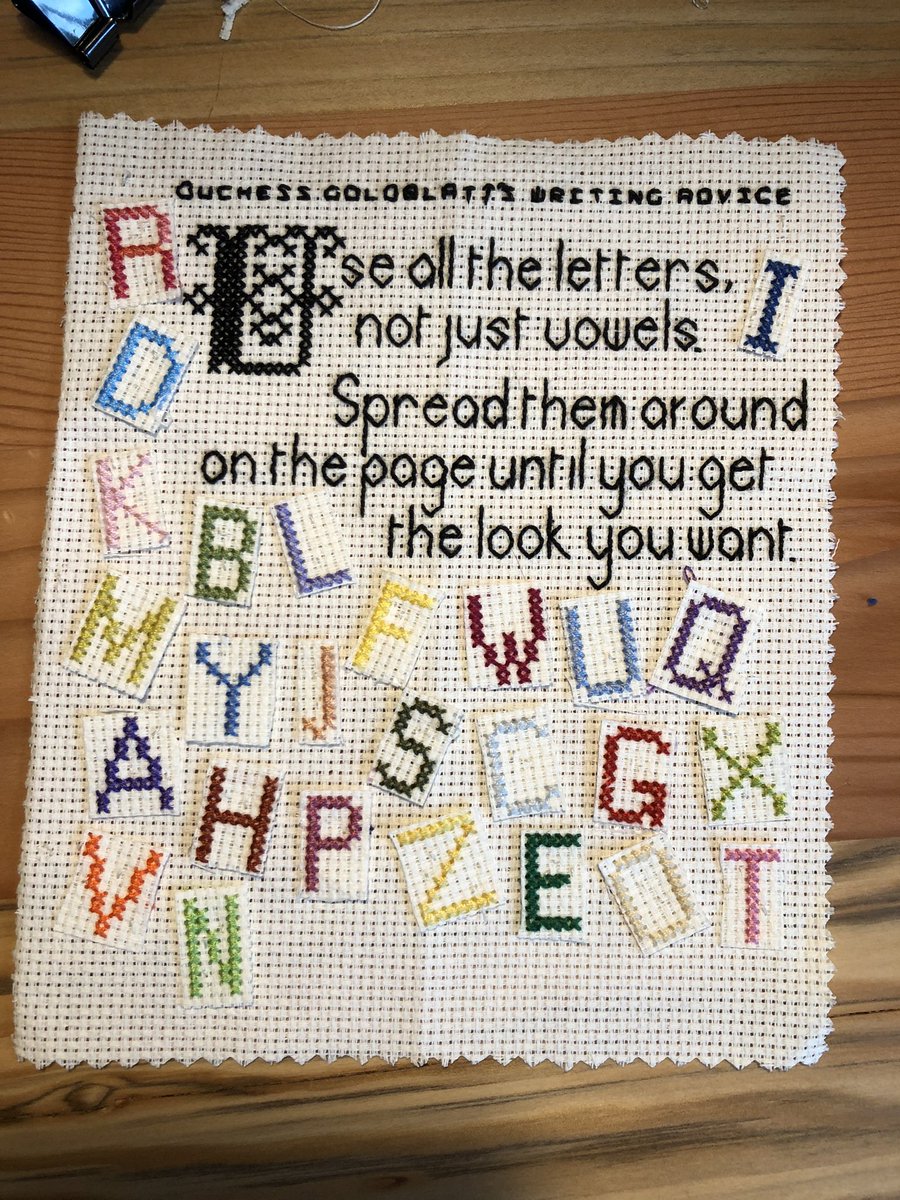 costajennifer's tweet photo. @duchessgoldblat I took the liberty of stitching some of your advice for a writer friend. https://t.co/HAbItYsxJa