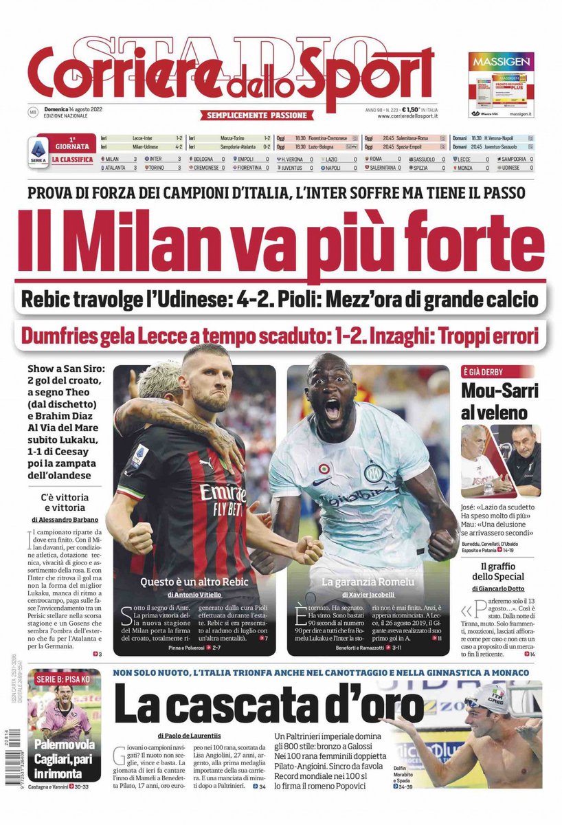 nonleggerlo's tweet photo. Rassegna Sport https://t.co/k0e8K3hW0i