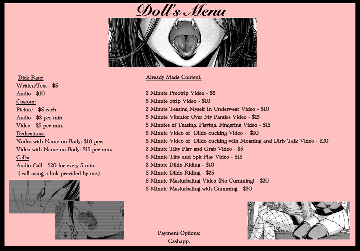 • Doll's Menu • 
menu is finally done, take a look and choose your pick <333
#nsfw #nsfwtwt #buyingconent #sellingcontent