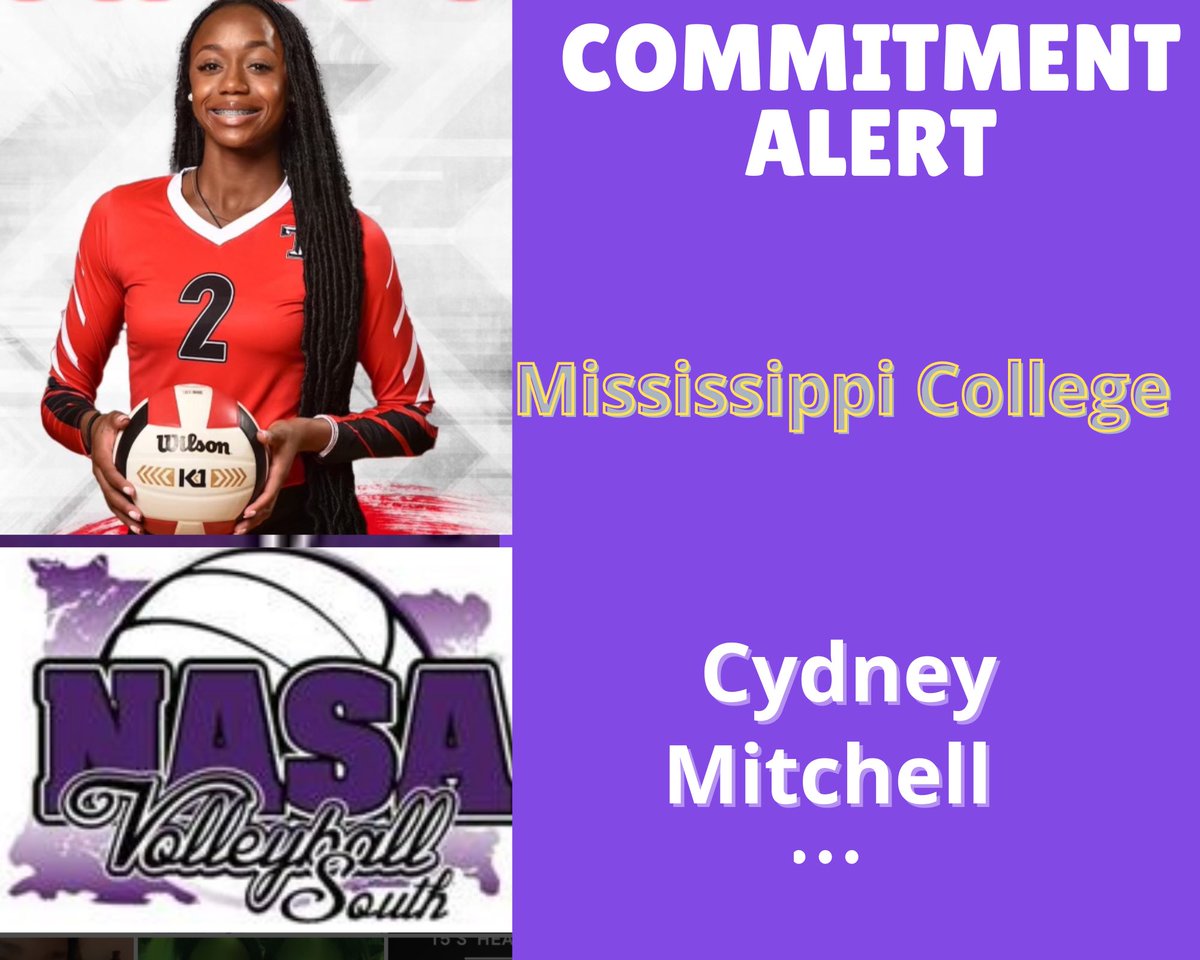 NASAVB's tweet photo. π¨ COMMITMENT ALERT π¨
Congratulations to Cydney Mitchell on her commitment
to continue her academic and volleyball career at
Mississippi College!
#NASAProud #nasadifference https://t.co/IJxz0Y26fQ
