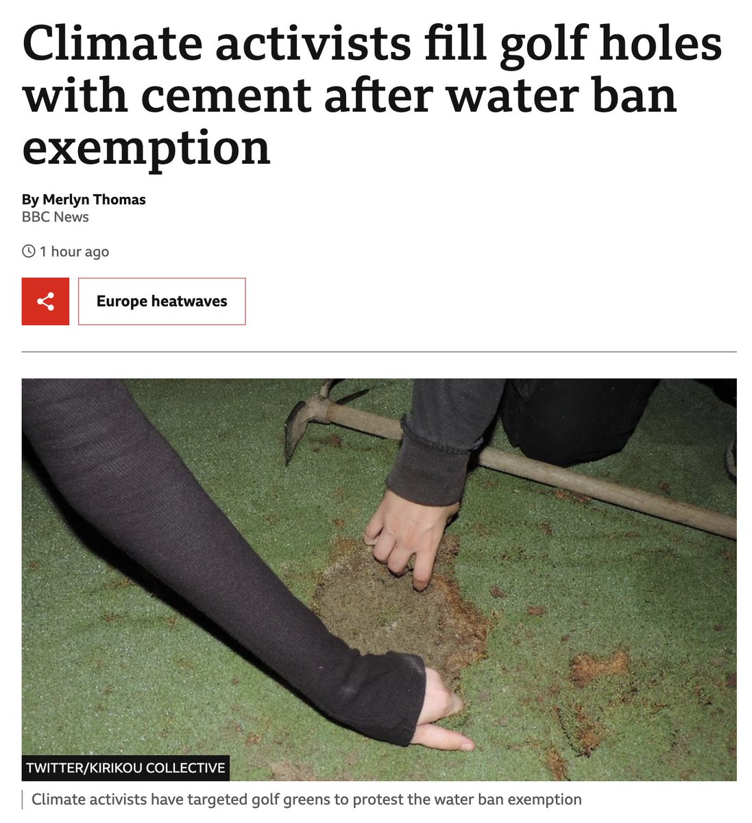 rafaelshimunov's tweet photo. This is why I f&amp;ck$ with @ExtinctionR
 
"The exemption of golf greens has sparked controversy as 100 French villages are short of drinking water.

https://t.co/CAGbXADokb https://t.co/0CWGJuEOMU