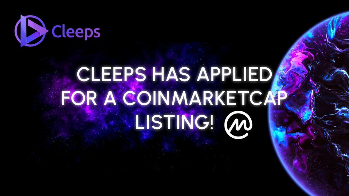 cleepsio's tweet photo. We are thrilled to announce that we have requested to be listed on @CoinMarketCap with ticket number #520828!

Cleeps Smart Contract: 0xBaEE0088bad4a3F8BE2eA85A93a098755eacB3DD

Subscribe to our socials to be in touch with the latest project updates!

https://t.co/0PzjHTxTIV https://t.co/aQlXa5g89O