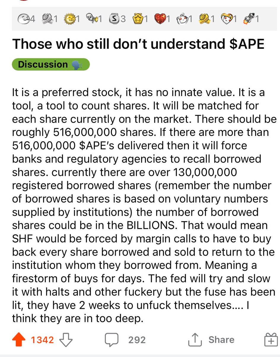 AroundMyCitys's tweet photo. #AMC #atAMC
Overview of $AMC = $Ape
Simple explanation of what’s going on
Helpful for newer Apes or to share w/ fam/friends who don’t follow #AMCSTOCK closely
Amazing hurdles CEO has to jump through for accurate share count
Only edit: $Ape does have intrinsic value https://t.co/gqF8ehSXCD