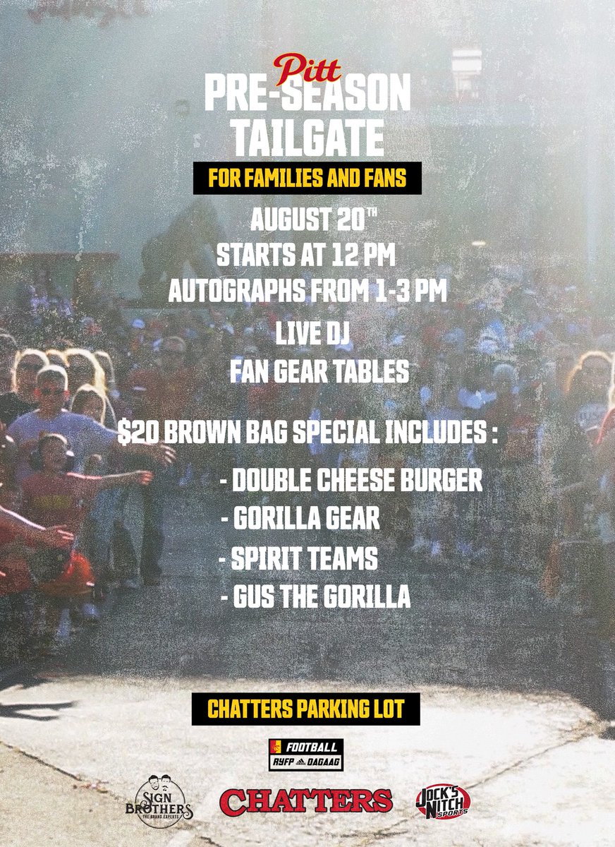 GorillasFB's tweet photo. Gorilla Nation‼️ 

You’re invited to join us Saturday August 20th, 12pm at Chatters for a Pre-Season Tailgate to kick off the season. See you there‼️🦍

#CTG #GorillaNation https://t.co/lujB6Xpl0Q