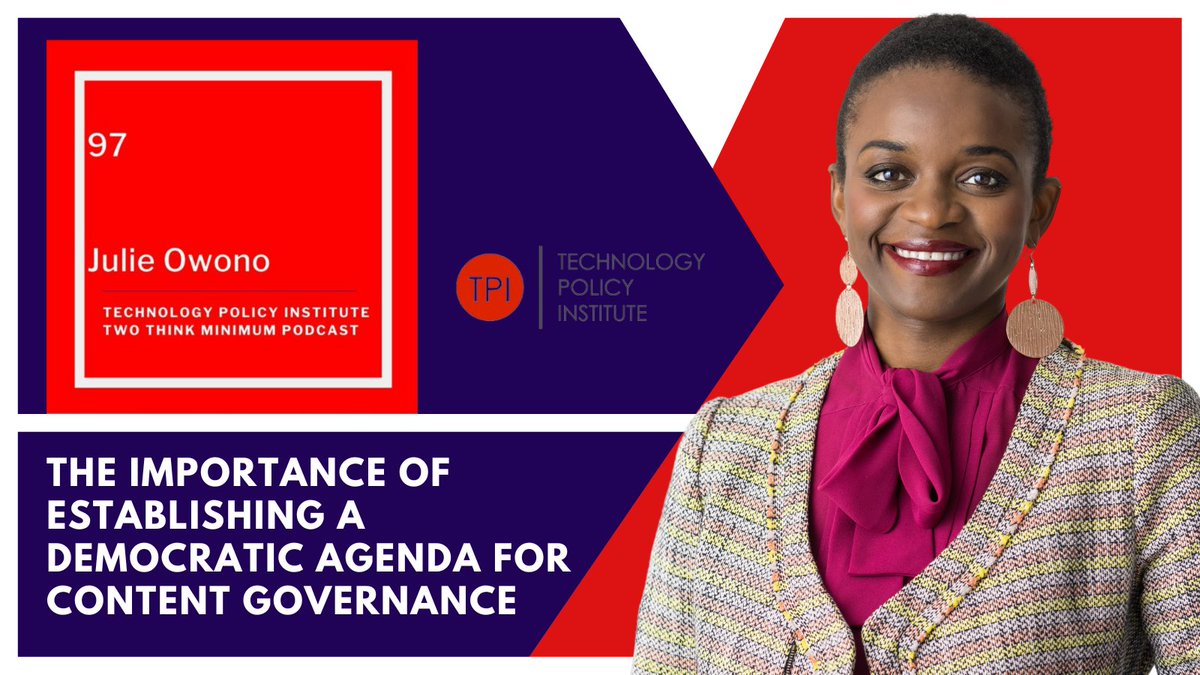 Listen to our Executive Director, @JulieOwono in the new episode of @techpolicyinst Two Think Minimum #podcast! On the Importance of Establishing a Democratic Agenda for Content Governance. ▶️ ow.ly/kszm50Kjm7p