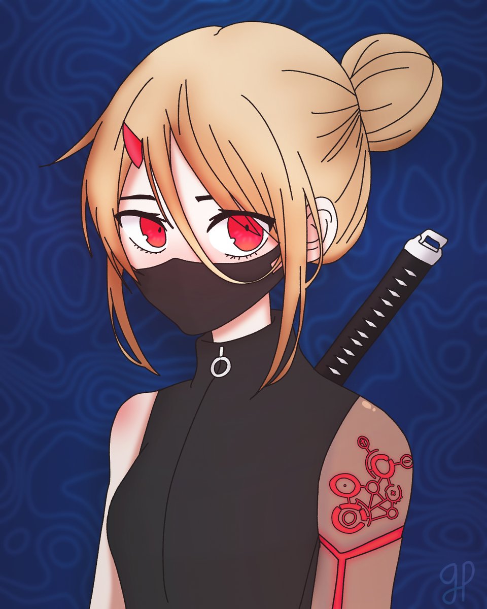 geoffery10's tweet photo. My people, strong. My blade, stronger.
#drawingpractice #cyberpunk #ninja #anime #animegirl #animecyberpunk #animeninja #horn #cybernetics #animemask #ninjamask #animescifi #scififantasy #onihorn #redeyes #blondehair https://t.co/qTkiaROOQh