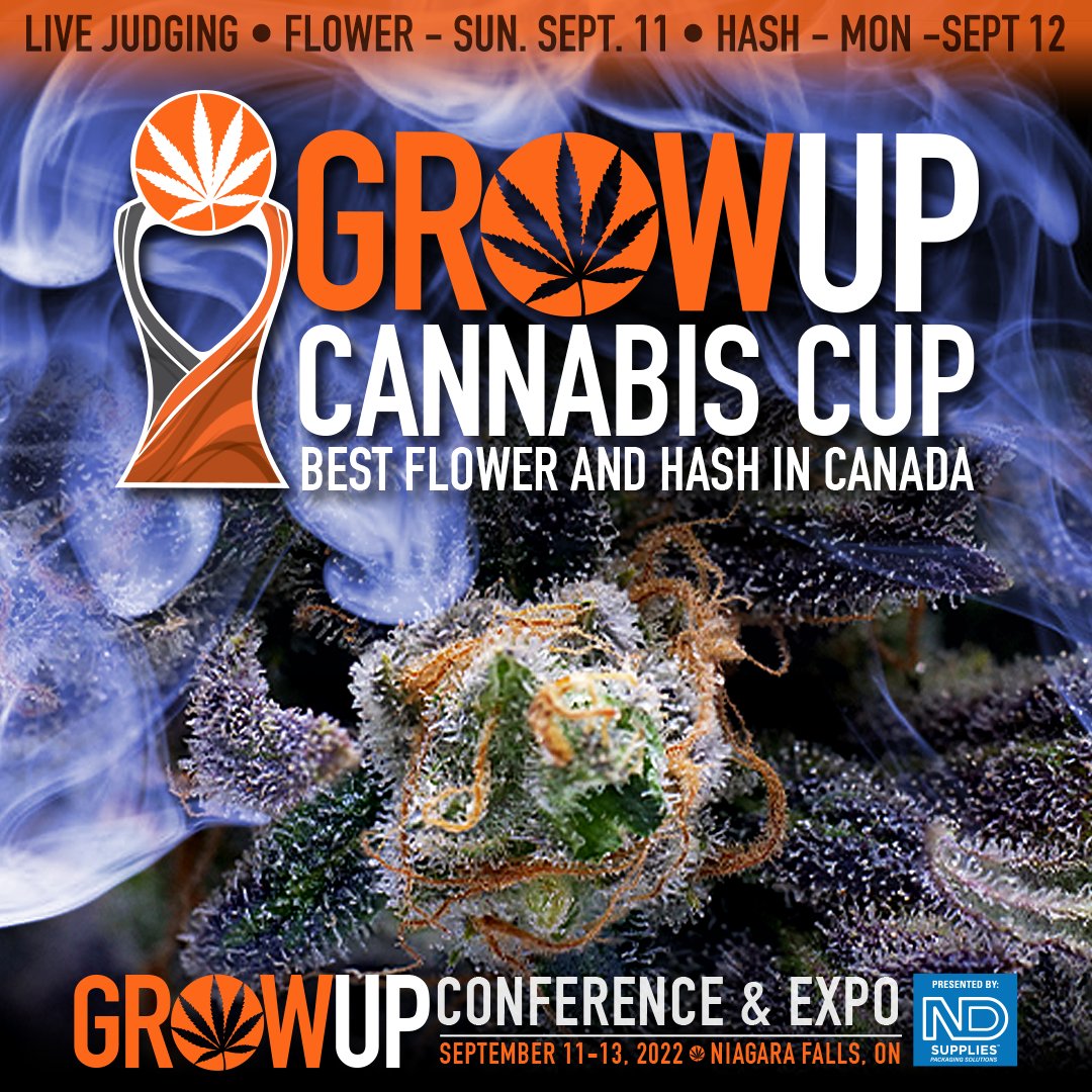 growupcanada's tweet photo. Grow Up's First Cannabis Cup (Flower and Hash) is going to be held Sept. 11 (Flower) and Sept. 12th (Hash). Full details coming soon

Live judging in our consumption lounge with the winner annouced at the Grow Up Industry Award Ceremony, Monday September 12, @ 5pm. https://t.co/czHOUn0lmm