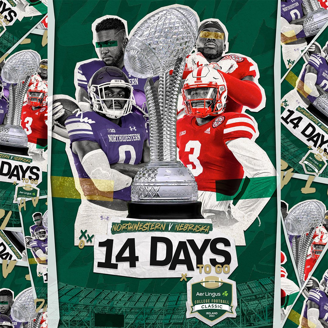 cfbireland's tweet photo. 1️⃣4️⃣ days to go until @NUFBFamily face @HuskerFBNation at the @AVIVAStadium 🏈

It’s not too late for you to get tickets to join us at the 2022 season opener! #TouchdownDublin

🎟 https://t.co/FRGWSSHBLu https://t.co/ye8TByFQ9c