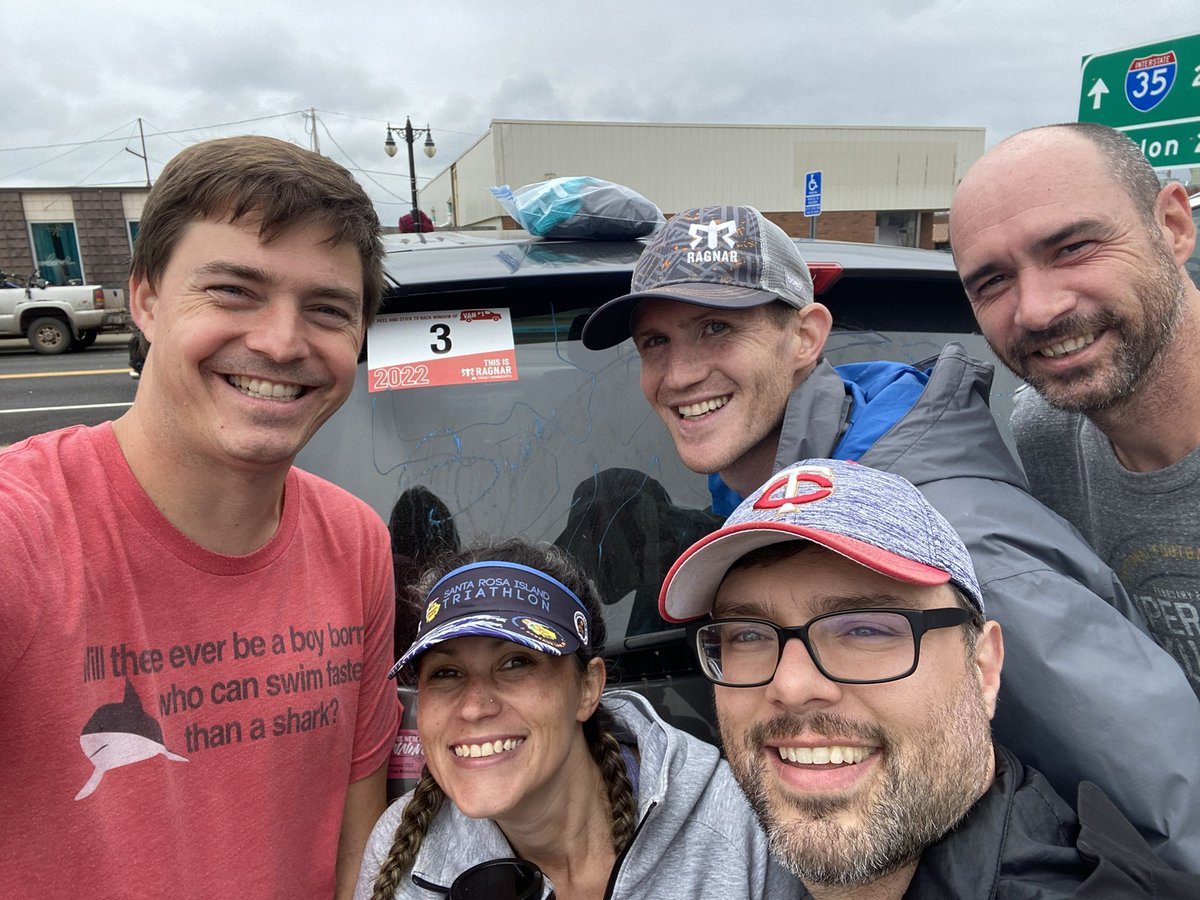 ragnarupdates's tweet photo. Team #3, Van #1 selfie after finishing our final legs. Strong running from these two vets and three rookies! #RagnarMN #SuperiorRunning https://t.co/bjHZcL5KM9
